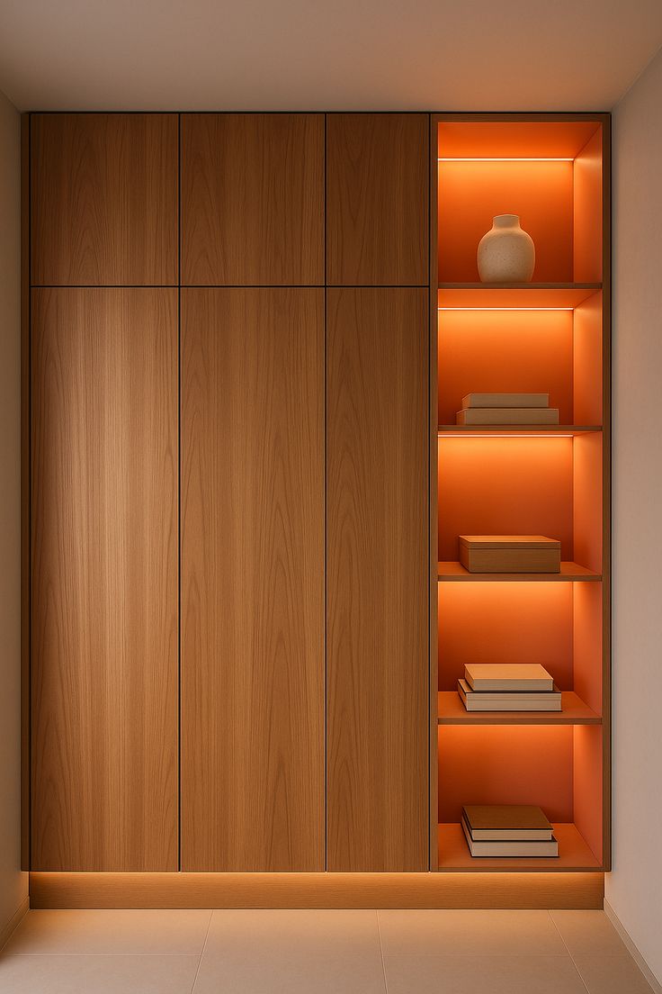 Kabinet interior minimalis dengan bidang penyimpanan